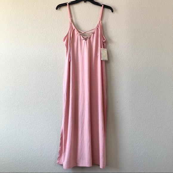 NWT Miken Lace Up Cover Up Swim Midi Dress Rose S - Picture 2 of 4